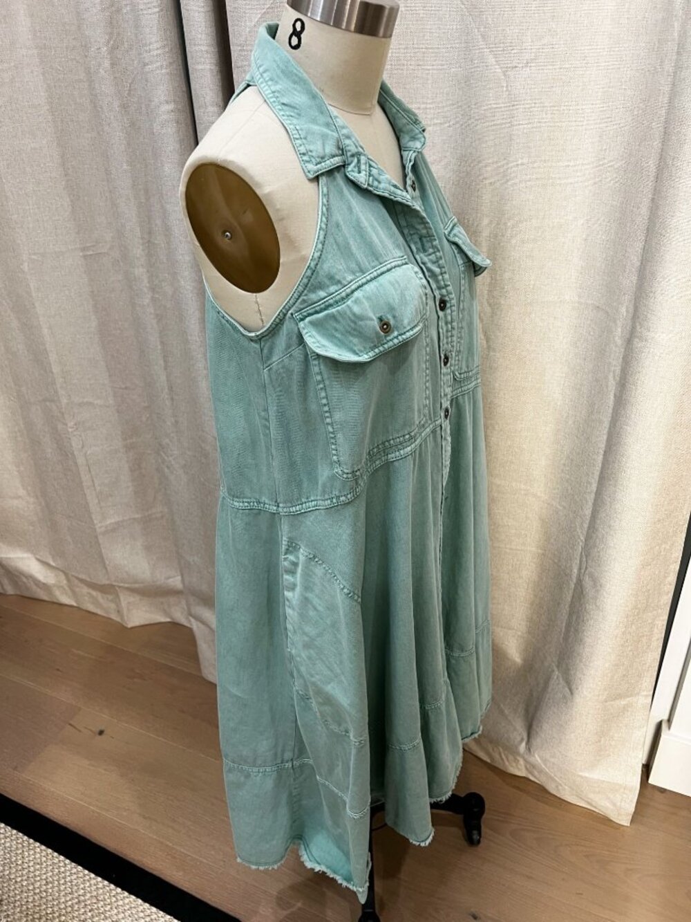 ANTHROPOLOGIE PILCRO Sleeveless Halter Swing Midi Dress Sz M Mint Green - Picture 8 of 13